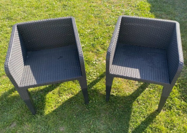 Lot 2 fauteuils de jardin en résine tressée (gris anthracite)