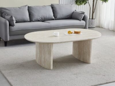 Table basse josephine travertin – moderne et chic