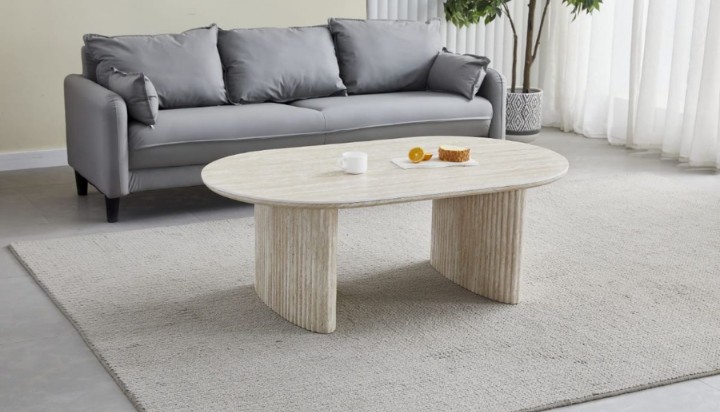 Table basse josephine travertin – moderne et chic
