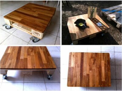 Table basse sur roulettes