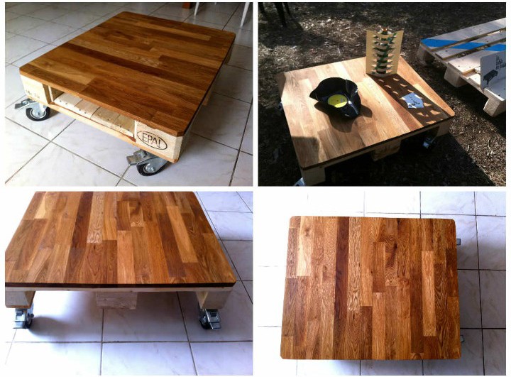 Table basse sur roulettes