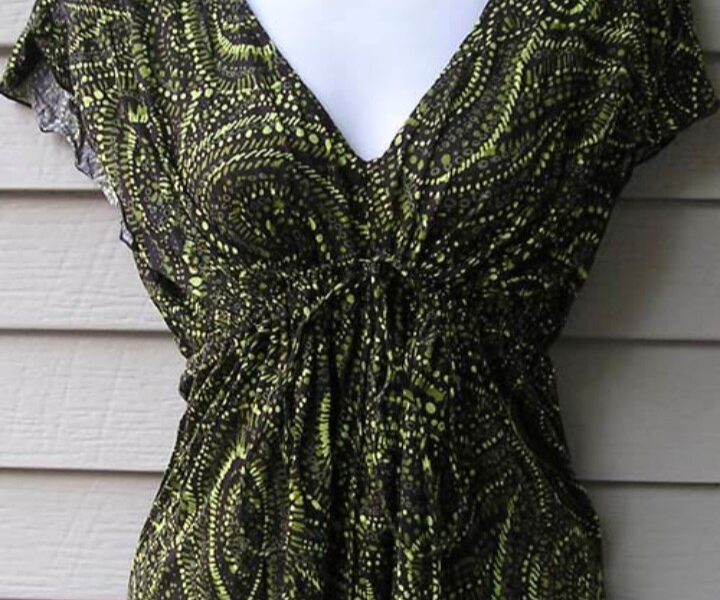 Haut femme vert à motifs